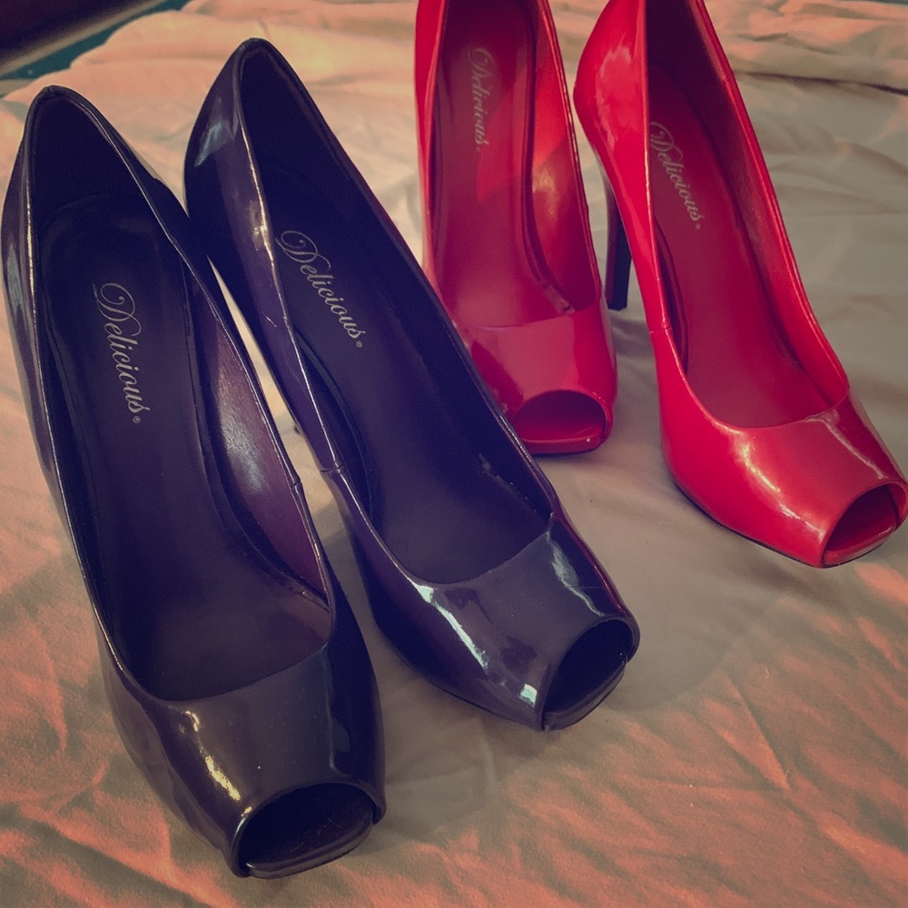 Purple and bright red Patton leather.